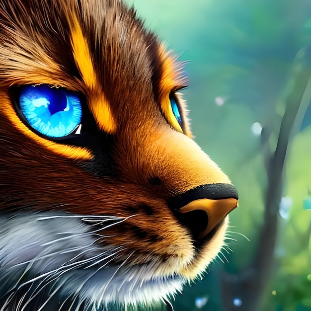 Een tijger met blauwe ogen is in het bos