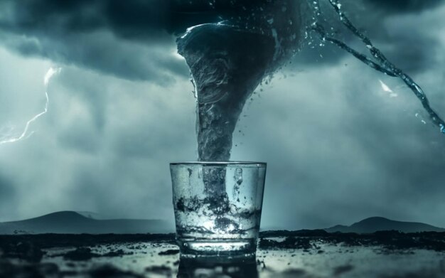 Een tornado in een glas water een storm in een glaasje water