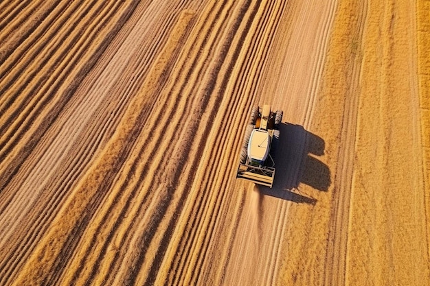 een tractor rijdt door een tarweveld.