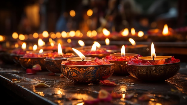 Een traditioneel Indiaas festival Diwali festivalvakantie ontwerp Diwali met kaarslampen