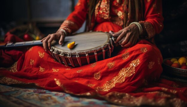 Foto een traditioneel pakistaans muziekinstrument zoals een sitar of tabla