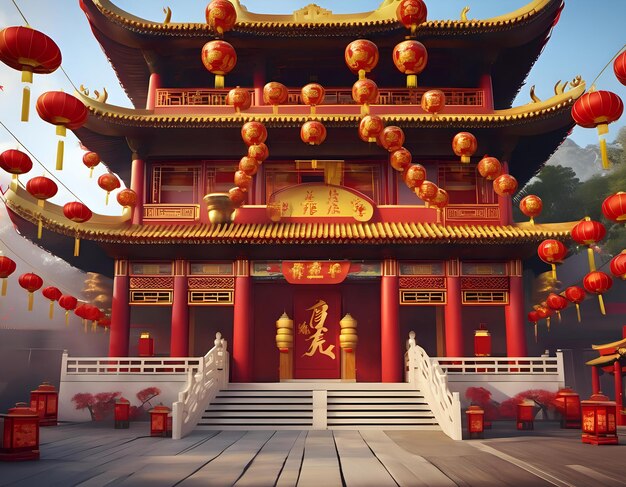 Een traditionele Chinese Nieuwjaarsceremonie in de tempel