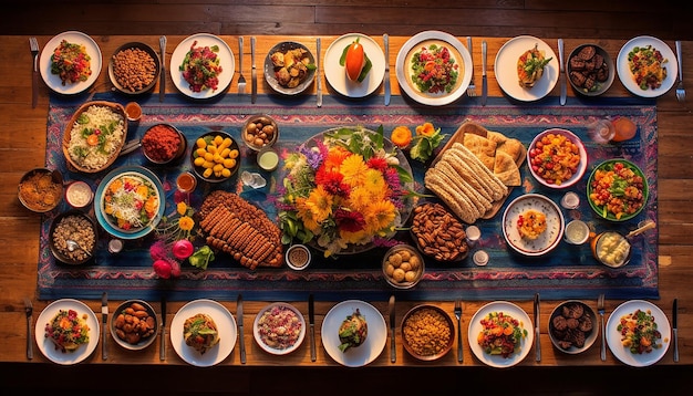 een traditionele HaftSeen tafel van boven