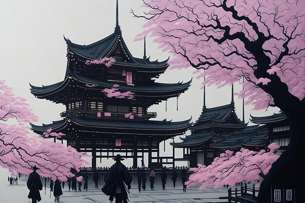 Een traditionele inkt schilderij van Asakusa