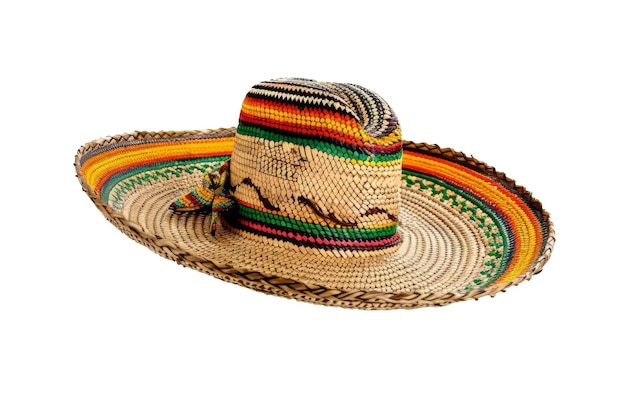 Foto een traditionele kleurrijke mexicaanse sombrero hoed geïsoleerd op een witte achtergrond