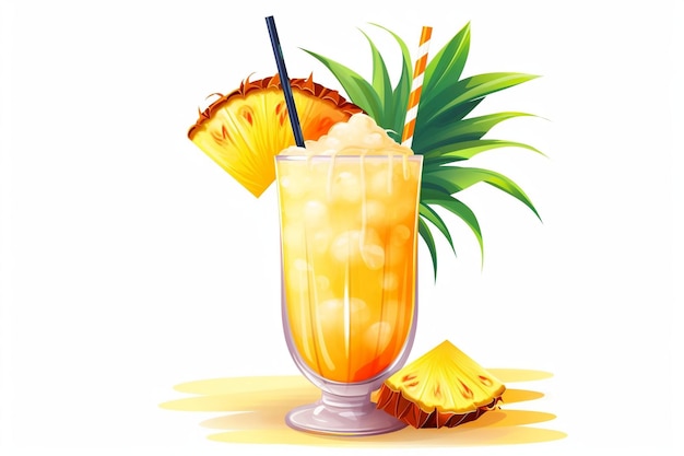 Een transparante achtergrond met een ananas pinna colada cocktail Generative Ai