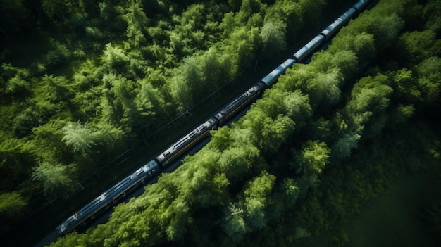 een trein rijdt door een bos