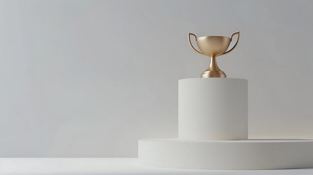 Foto een trofee staat op een voetstuk met een witte achtergrond