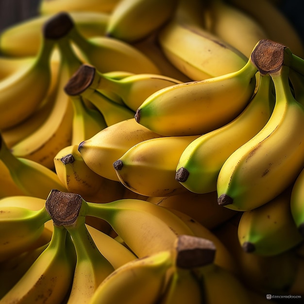 een tros bananen die op een stapel liggen