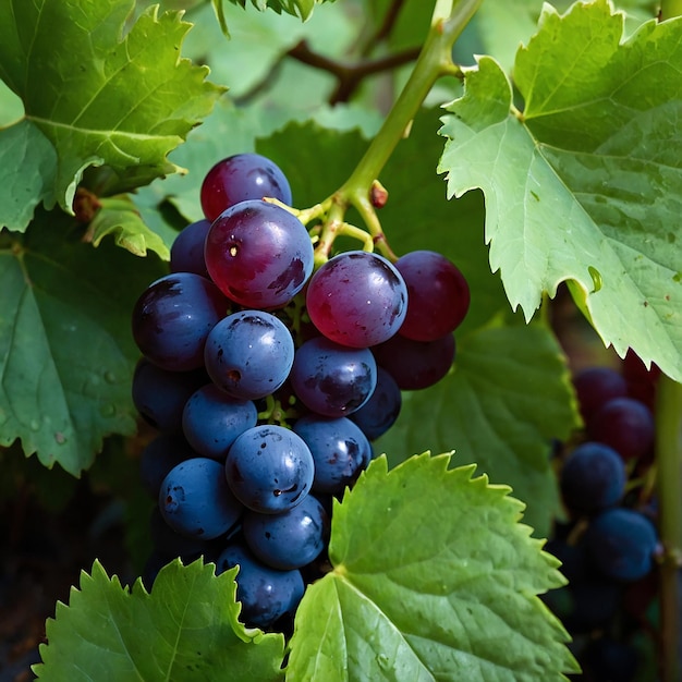 een tros druiven die op een wijnstok staan