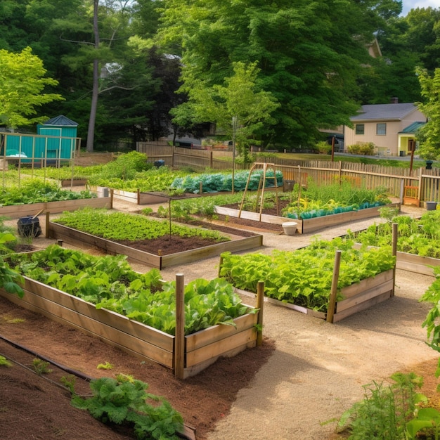 Een tuin met een omheind terrein waar een tuin in staat waar "tuin" op staat.