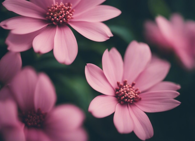 Een tuin met roze bloemen.