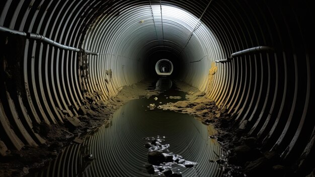 Een tunnel met een teken erop.