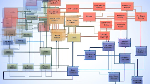 Foto een uitgebreid diagram van een computersysteem waarin gegevensprivacy, ai-ethiek en transparantie worden getoond