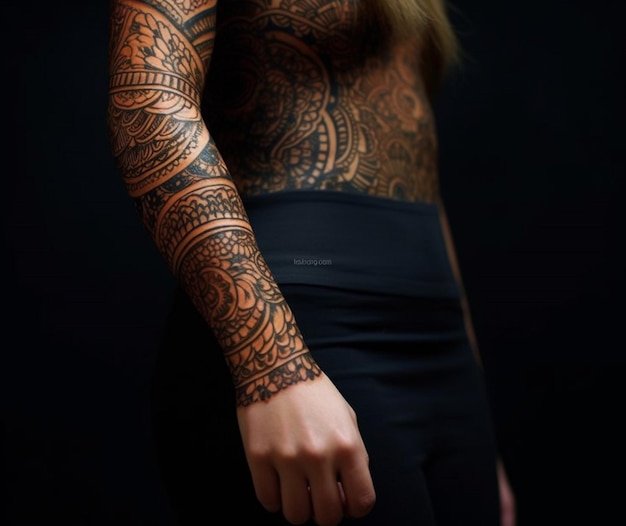 Een uitgebreid henna-patroon dat een hele arm bedekt