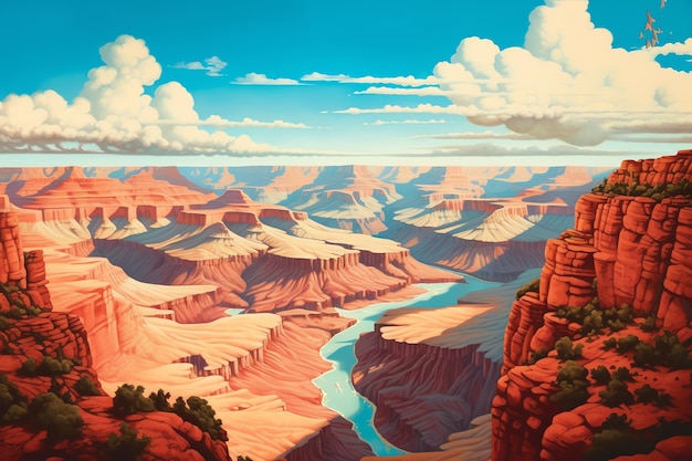 Een uitgestrekt panorama van het Grand Canyon behang