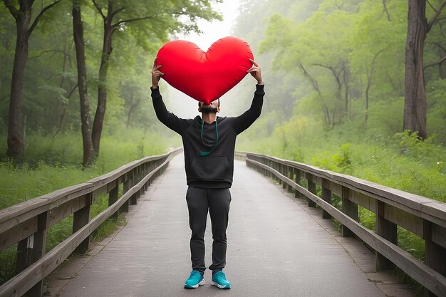 Foto een uitgestrekte man geeft zijn liefdevolle hart