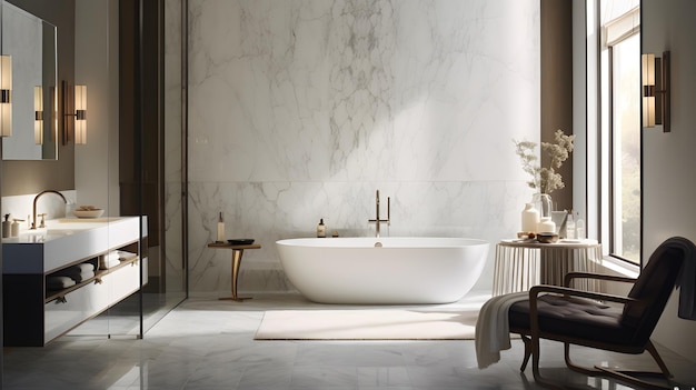 Een uitnodigend bad in een luxe moderne badkamer