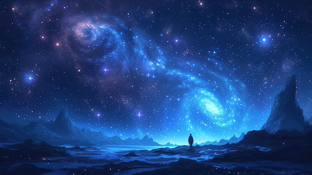 Een uitzicht op de achtergrond van de botsing van het sterrenstelsel Andromeda