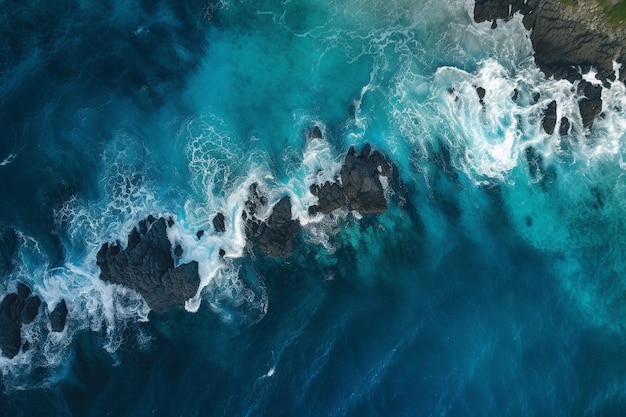 Een uitzicht op de oceaan vanaf de top van een blauwe oceaan