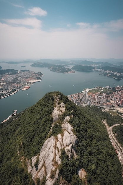 Een uitzicht op de stad Macau vanaf de top van een berg