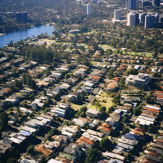 een uitzicht op een stad vanuit de lucht