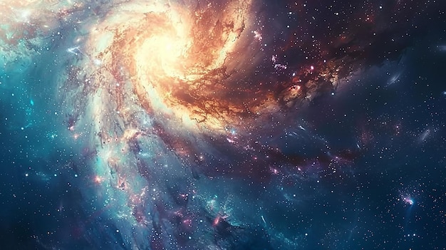 Een uitzicht vanuit de ruimte naar een spiraalvormig sterrenstelsel en sterren Universum van sterrenstelsels