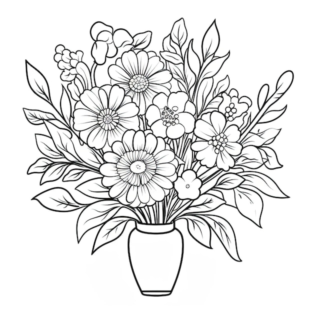 Een vaas gevuld met bloemen op een witte achtergrond