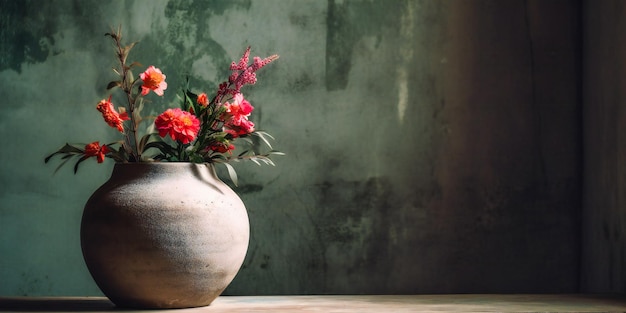 Een vaas gevuld met roze bloemen