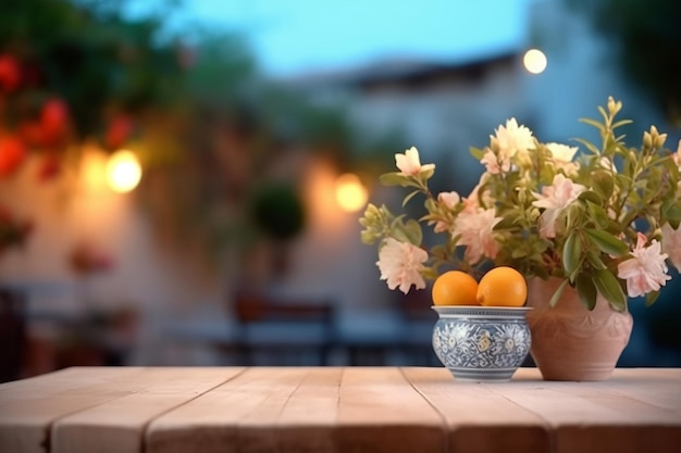 Een vaas met bloemen op een tafel met een vaas met bloemen erop.