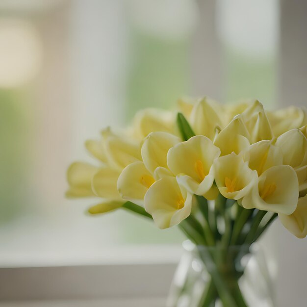 een vaas met gele bloemen met de woorden " tulpen " aan de onderkant