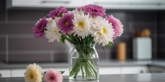 Een vaas met mooie verse bloemen moederdag of Valentijnsdag viering generatieve ai