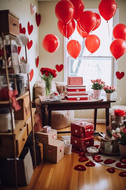 een Valentijnsdag thuis setup met DIY decoraties en handgemaakte geschenken