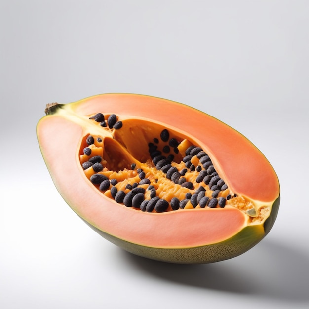 Een van de echte papaya's geïsoleerd op witte achtergrond