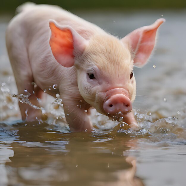 een varken in het water zwemt in het water