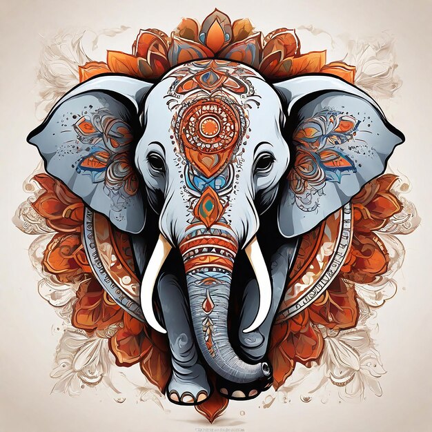 Foto een vector olifant met mandala