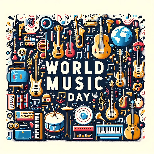 een vector poster van wereldmuziek met een citaat uit wereldmuzieke