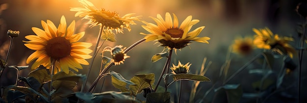 Een veld met zonnebloemen in de zon