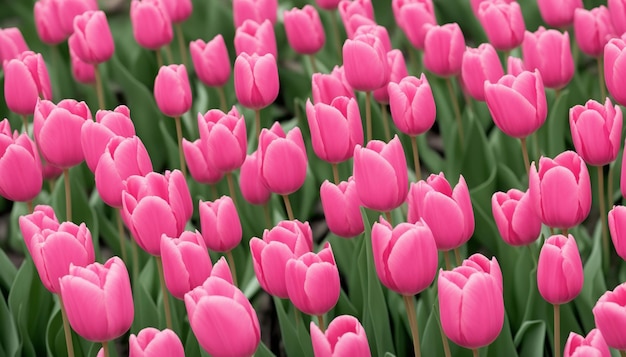 Een veld van roze tulpen achtergrond