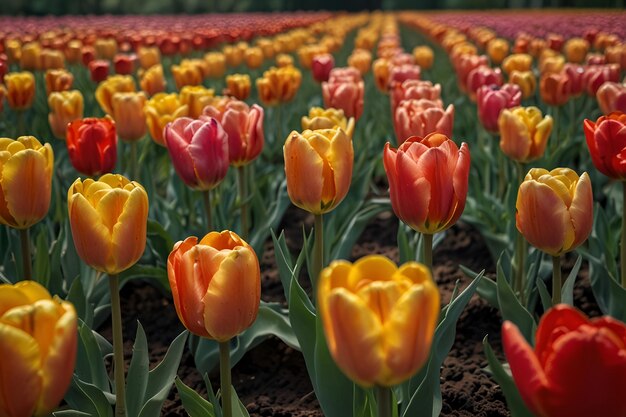 een veld van tulpen met het woord tulpen erop Symphony of Spring Het verkennen van de betoverende tulp