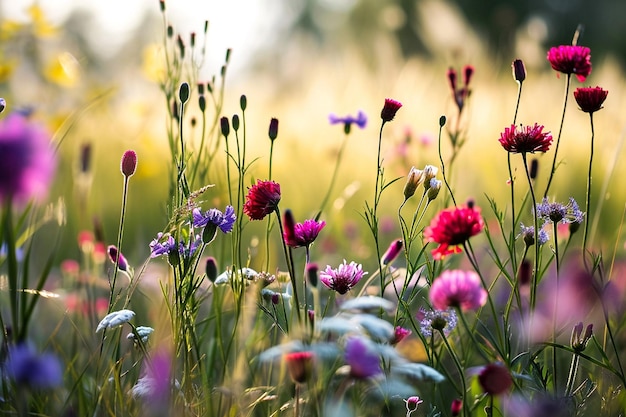 Foto een veld van wilde bloemen in de zomer