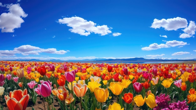 Een veld vol kleurrijke bloemen