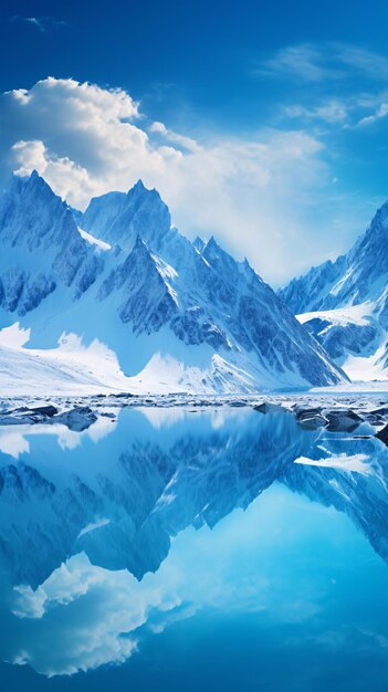 Een verbazingwekkende weerspiegeling van een bergketen in rustige wateren