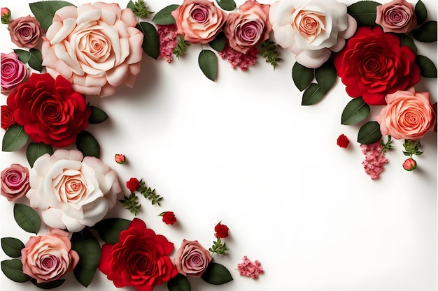 Een verbluffende afbeelding met een rode en roze roze bloem met een lege ruimte in het midden