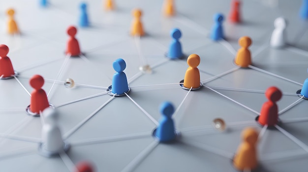 Een verbonden wereld die verschillende individuen in een netwerk van succes verenigt