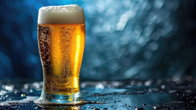 Een verfrissend glas koud bier op een donkere achtergrond die uitnodigt tot genot