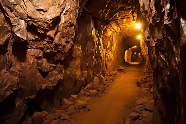Een verlaten goudmijntunnel.