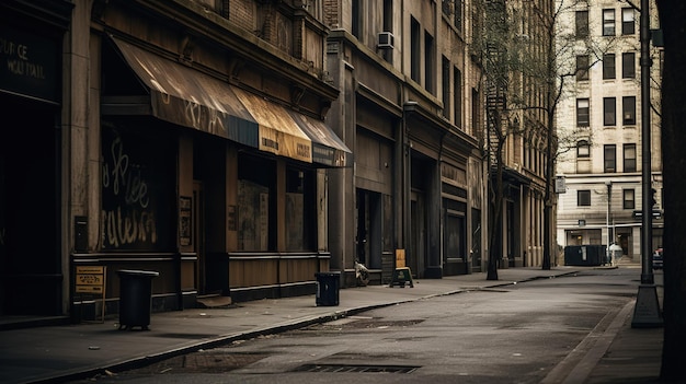 Een verlaten straat in de stad New York