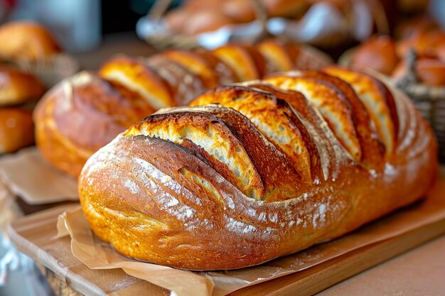 Foto een vers gebakken brood op het scherm