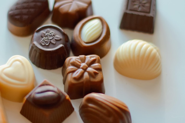 Een verscheidenheid aan chocolaatjes close-up